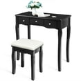 thumbnail image 3 of Gymax Vanity Dressing Table Set w/Removable Box &10 Dimmable Bulbs Touch Switch Black, 3 of 10