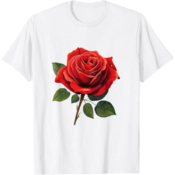 Red Rose Graphic T-ShirtMen's and women's pure cotton short-sleeved shirts