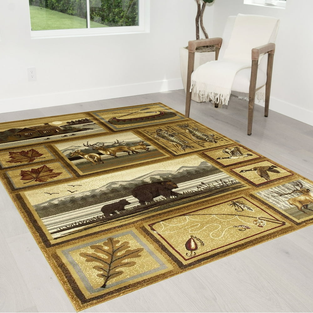 Handcraft Rugs Cabin Rug Lodge, Cabin Nature and Animals Area Rug