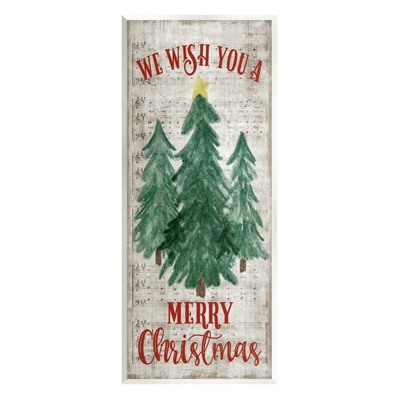Stupell Industries Merry Christmas Sheet Music Holiday Painting Unframed Art Print Wall Art, 7 x 17