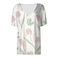 thumbnail image 4 of WEAIXIMIUNG T-Shirt à Manches Courtes Col en V Fleuri Mode Été pour Femmes Saint-Valentin, 4 of 4