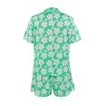 thumbnail image 5 of Women's 2 Piece Lounge Set Casual Baggy Short Sleeve Lapel Button Down Shirt and Drawstring Shorts Outfit Tracksuits Ladies Clothes, 5 of 8