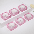 thumbnail image 3 of HofferRuffer 6-Piece Glass Candle Holders, Pink Square for Home Decor, Weddings, Parties, 3 of 9