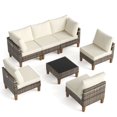 thumbnail image 2 of MRUAKA 7 Pieces Wicker Outdoor Patio Furniture Set, All Weather Yellow PE Rattan Sectional Conversation Sofa Set for Backyard,Pool,Beige, 2 of 8