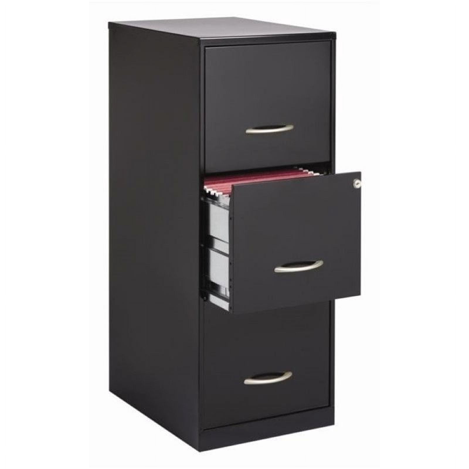Bowery Hill Traditional 3 Drawer Metal Letter File Cabinet in Black