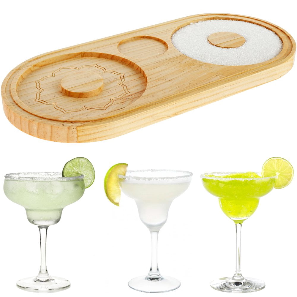 CNKOO Rebord de Sel Margarita Réutilisable Bambou Sucre Rebord de Sel avec Double Plaque Bar Verre Boîte à Épices Récipient Outil de Barman pour Cocktail et Margarita