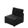 thumbnail image 6 of Ovios 32" Armless Seat Module for Modular Sectional Sofa Plush Corduroy Upholstery Cloud Middle Armless Chair with Pillow for Living Room, Bedroom, Black, 6 of 10