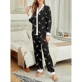 thumbnail image 2 of Jusfitsu Silk Satin Pajama Set for Women Long Sleeve Sleepwear V Neck Two Piece Pjs Soft Loungwear, 2 of 6