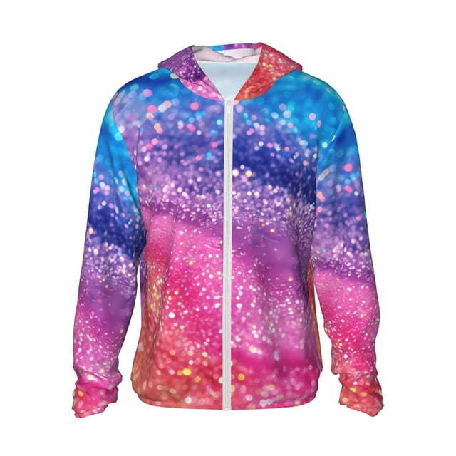 Vsdgher Sweat à Capuche Imprimé Arc-en-Ciel Mignon pour Hommes Femmes, Manches Longues Protection Solaire Pêche pour Course Natation-TG