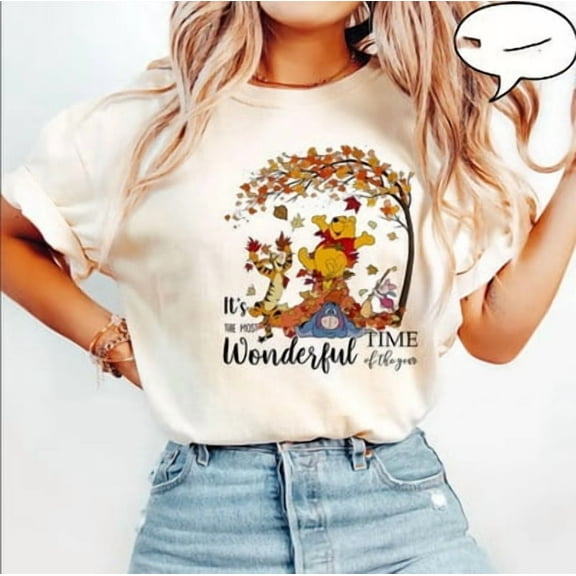 Fun Disney Autumn Winnie The Pooh T-Shirt Unisex, S-5XL