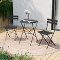 thumbnail image 3 of Orithm 3-Piece Folding Patio Bistro Set, 2 Chairs & 1 Table, Weather Resistant Outdoor Furniture for Yard, Garden, Porch, Balcony, 3 of 9