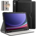thumbnail image 1 of czcpp-Case pour Samsung Galaxy Tab S9 11 Pouces avec Support pour S Pen, Étui de Protection en Cuir PU avec Poche et Sangles, Réveil/sommeil Automatique, Visualisation Multi-Angle (Noir Graphite), 1 of 4