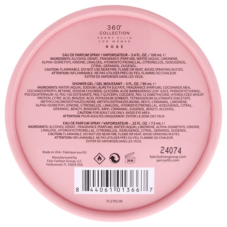 360 Rose by Perry Ellis for Women - 3 Pc Gift Set 3.4oz EDP Spray