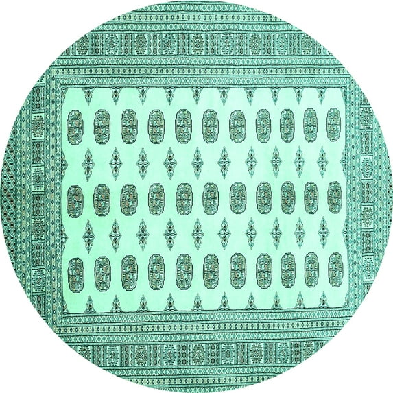 Ahgly Company Indoor Round Persian Turquoise Blue Traditional Area Rugs, 5' Round