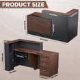 thumbnail image 4 of Vakiorn L Shaped Modern Wooden Commercial Reception Desk 71 inch with Counter Shelves Storage Drawers for Office Home Brown Black Left, 4 of 10