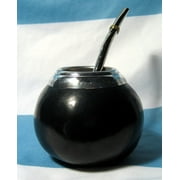 Traditional Classic Argentinian Mate Gourd Yerba with Straw 2463 Black