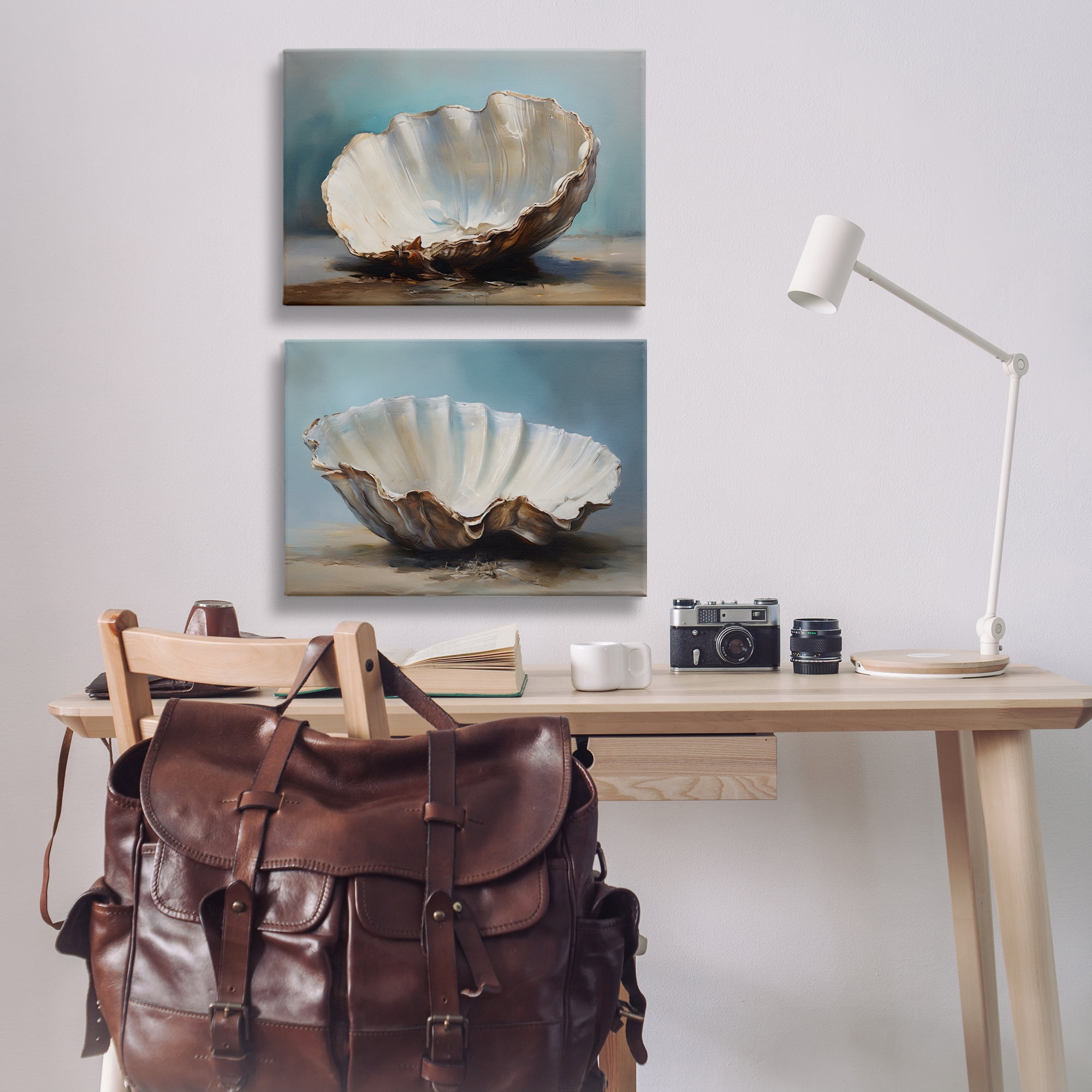 Stupell Industries Fresh Beach Finds Shells Nautical & Beach Painting Wrapped Canvas Art Print Wall Art, 24 x 16, Set of 2