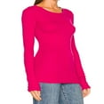 thumbnail image 2 of T-shirt pour Femmes à Manches Longues, Col Rond, Uni, Coupe Ajustée, Hauts d'Automne, T-shirts Basiques, Vêtements d'Automne, 2 of 5