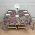 thumbnail image 3 of Multicolor Ethnic Patchwork Pattern Square Tablecloth,Waterproof Square Table Cover,Wipeable Spillproof Washable Table Cover for Home Kitchen Party Decor 60"x60"(152x152cm), 3 of 6