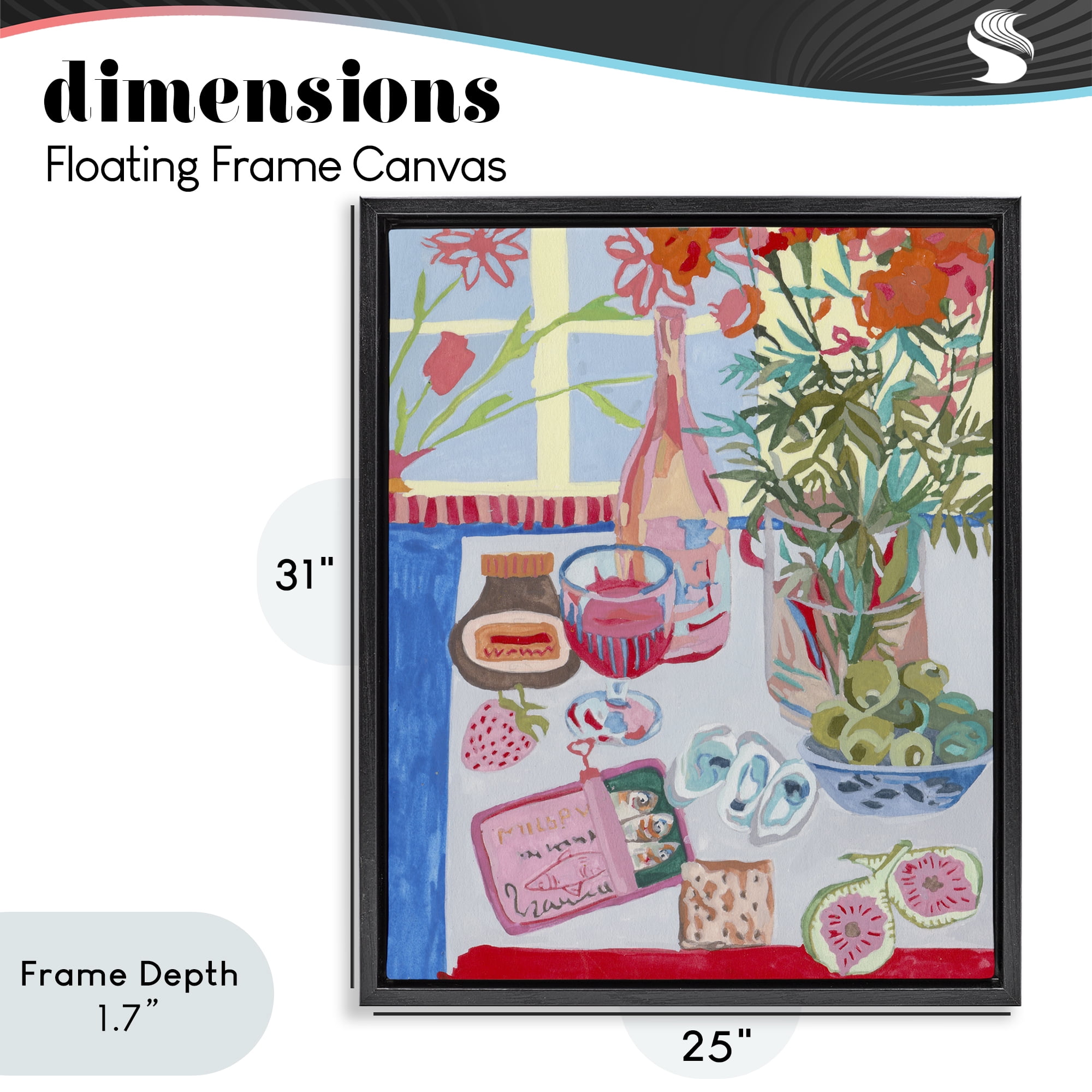 Stupell Industries Red & Blue Table Setting Black Framed Floater Canvas Wall Art, design by Melissa Wang