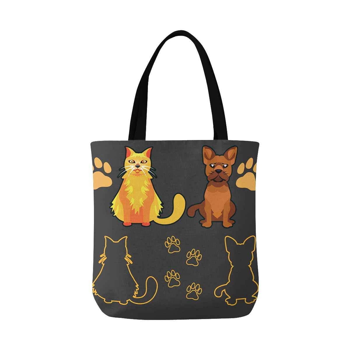 ASHLEIGH Cat and Dog with Their Footprints Reusable Grocery Bags