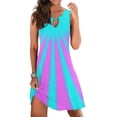 thumbnail image 5 of Gibobby Vestido Casual para Mujer Vestido suelto de verano para mujer, sin mangas, con estampado floral, cuello en V, ahuecado, vestido informal de p(Azul,G), 5 of 5