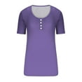 thumbnail image 3 of OSFVNOXV Summer Tops for Women Ribbed Knit Shirts Casual Button Up Crew Neck Short Sleeve Pullover Juniors Clothes, 3 of 4