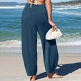 thumbnail image 4 of BLVB Womens Baggy Wide Leg Pants Casual Elastic Waisted Palazzo Harem Pants Boho Beach Vacation Outfits with Pockets, 4 of 5