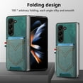 thumbnail image 6 of Back Case Compatible with Samsung Galaxy Z Fold 6, Classic Card Slot Back Anti-Scratch Support Magnetic Car Mount PU Leather + Denim + TPU Phone Case Cover for Samsung Galaxy Z Fold 6, Green, 6 of 7
