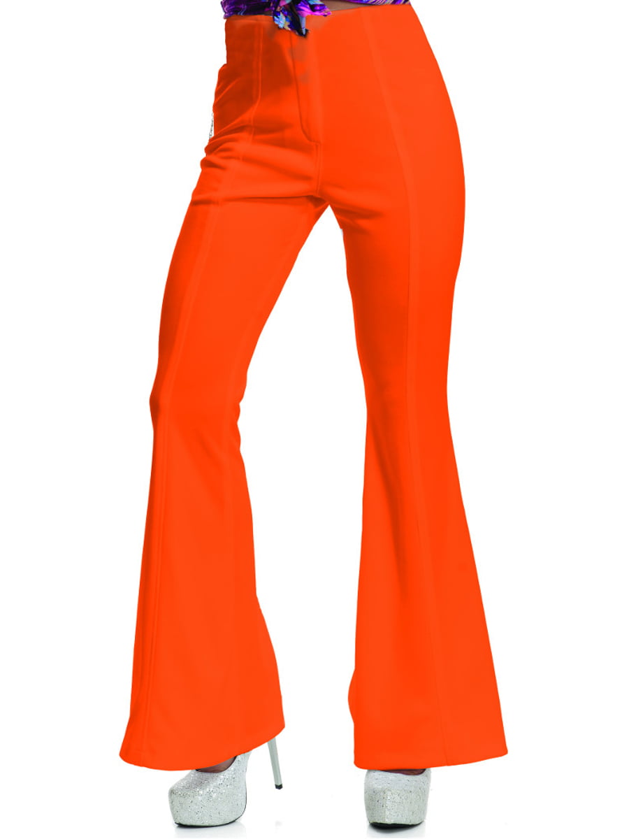 Charades Costumes Womens 70s High Waisted Flared Orange Disco Pants ...