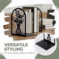 thumbnail image 4 of REGALWOVEN Decorative Floral Metal Bookends, Flower Design Book Ends for Shelves, Non-Skid Book Stopper for Home & Office, 2Pcs Black Style B 4.7"L x 3.5"W x 7"H, 4 of 6