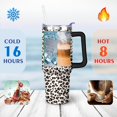 thumbnail image 4 of 40oz Fashion Leopard Pattern Stainless Steel Flip Straw Tumbler Spill Proof Travel Cup Double Wall Vacuum Insulated Coffee Mug with Top Handle, 4 of 6