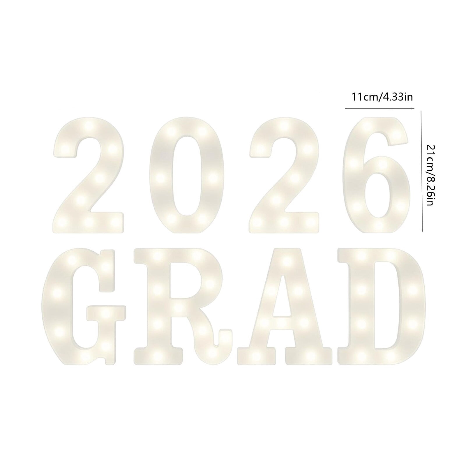 Graduation Decorations LED Marquee Letters 8 Pack,Light Up "GRAD 2026" Sign,Battery Operated (Not Included) Acrylic Letters for High School College Preschool Graduation Party Table Wall Decor