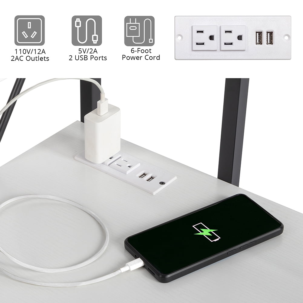 Kadyn Computer Desk, Side Storage Desk with Non-woven Bag and USB Power Port, Durable Study Table for Home, White Kadyn Computer Desk, Side Storage Desk with Non-woven Bag and USB Power Port, Durable Study Table for Home, White