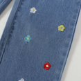 thumbnail image 6 of YunPes Toddler Girls Straight Leg Jeans Colorful Flower Embroidery Wide Leg Denim Pants Frayed Hem Kids Casual Versatile Denim Trousers, 6 of 7