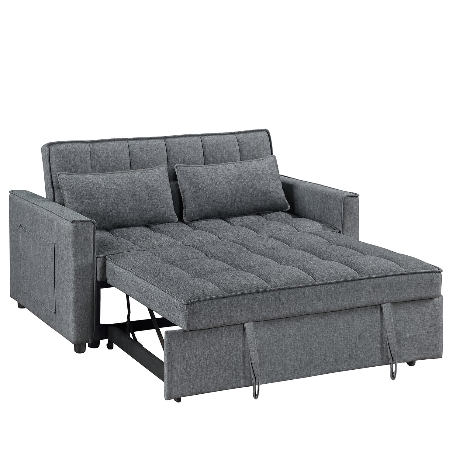 53'' Upholstered Convertible Loveseat Sleeper Sofa Bed for Apartment, Living Room, Office, Dark Gray