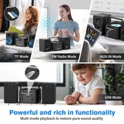 Jazmm Stereo System for Home with Boombox CD and Cassette Player Combo, 40W Home Stereo System with Bluetooth, FM Radio/USB/TF/AUX/Remote Control, Detachable Wooden Bookshelf Speakers