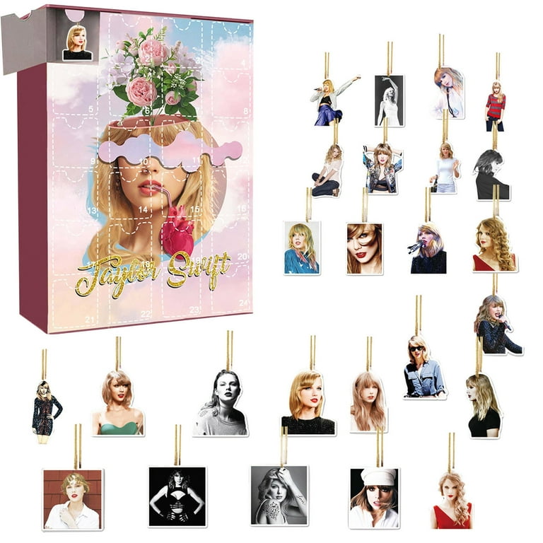 Calendrier de l'Avent de Noël Taylors 2024, 24 jours Swift Compte à rebours  cadeaux de Noël pour les fans de Taylor 24pcs Acrylique Souvenirs Décors  suspendus