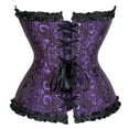 thumbnail image 3 of Corset Top Bustiers for Women Lace Up Ovebust Victorian Corset Plus Size Vintage Corsets Black Purple 4XL, 3 of 6