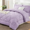 thumbnail image 1 of Juego de edredón CozyLux, tamaño king, morado claro, 7 piezas, cama en bolsa, 1 of 7