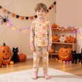 thumbnail image 5 of TOWED22 Toddler Girls Boys Halloween Pajamas Set Kids Pumpkin Print Sleepwear Pjs Long Sleeve 2pcs Soft Jammies(Light Yellow,2-3 Y), 5 of 9