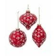 thumbnail image 2 of Set of 3 SNOWFLAKE Red & White Glass Christmas Ornaments, by Kurt Adler, 2 of 2
