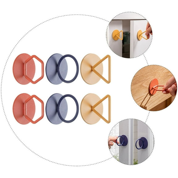 SHOWERORO 6Pcs Carbon Steel Knobs for Kitchen Cabinets Fridge Doors Wardrobe Door Handles Self-Adhesive