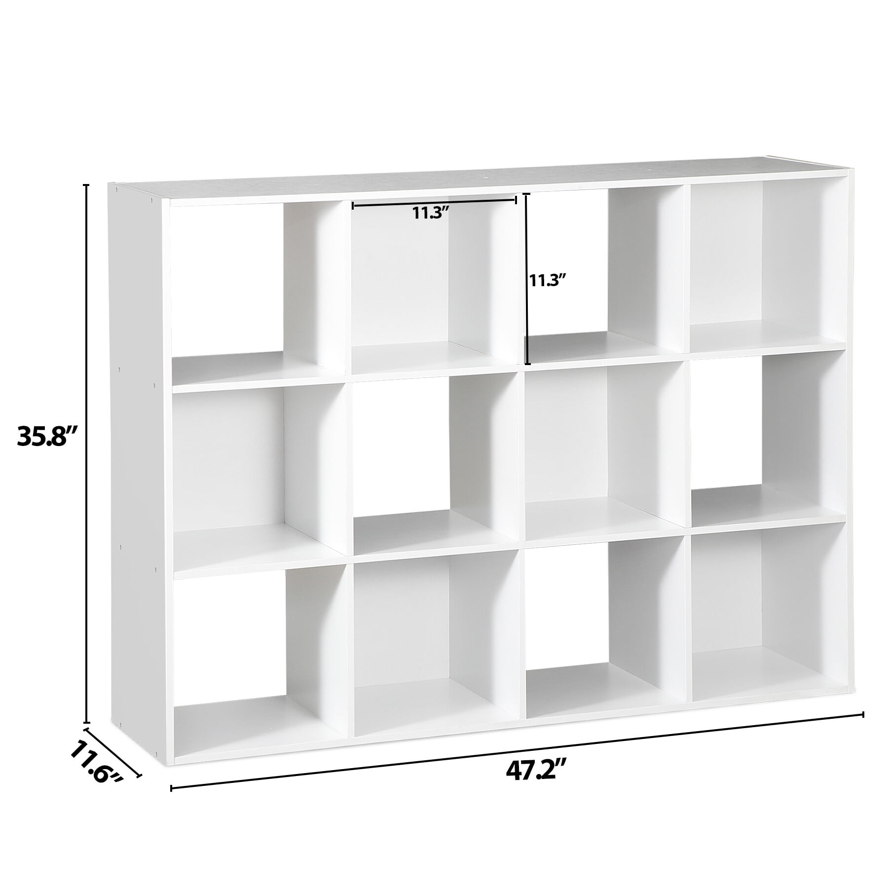 ZENY 12 Wood Cubes Storage Organizer Bookcase Bookshelf Display Rack for Home, Office