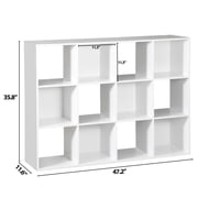 SuperDeal 12 Cube Storage Organizer Wooden Bookshelf Display W/Removable Back Panels White