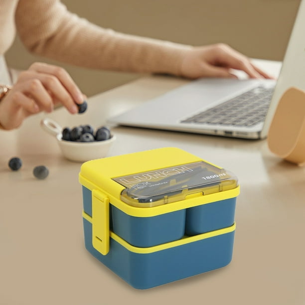 Puntoco Liquidación de suministros de cocina Lonchera de doble capa para estudiantes dividida en compartimentos Lonchera de plástico Lonchera sellada