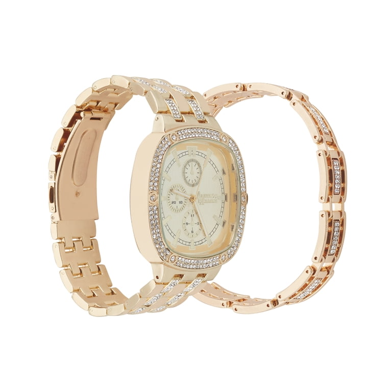 American Exchange Men's Metal Gold Watch & Bracelet Set - Walmart.com