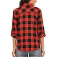 thumbnail image 5 of DondPO Jackets For Women Plaid Shirts For Women Long Sleeve Button Down Christmas Fall Jacket Plaid Shirts For Women Flannel Jacket Women Red XL, 5 of 7