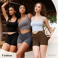 thumbnail image 4 of OQQ Women's 3 Piece Yoga Shorts Ribbed Seamless Workout High Waist Cross Over Athletic Leggings, 4 of 7