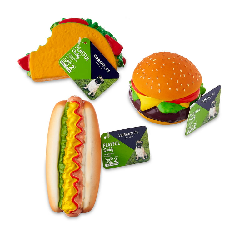 Vibrant Life Playful Buddy Fast Food Dog Toy, Assorted 